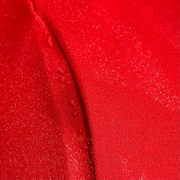 Vintage Red Chiffon Blouse Pleated Mock Neck Size 18 - Picture 10 of 12